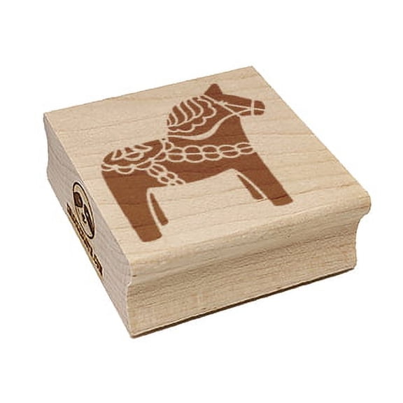 Swedish Dala Dalecarlian Horse Square Rubber Stamp Stamping Scrapbooking Crafting - Small 1.25in