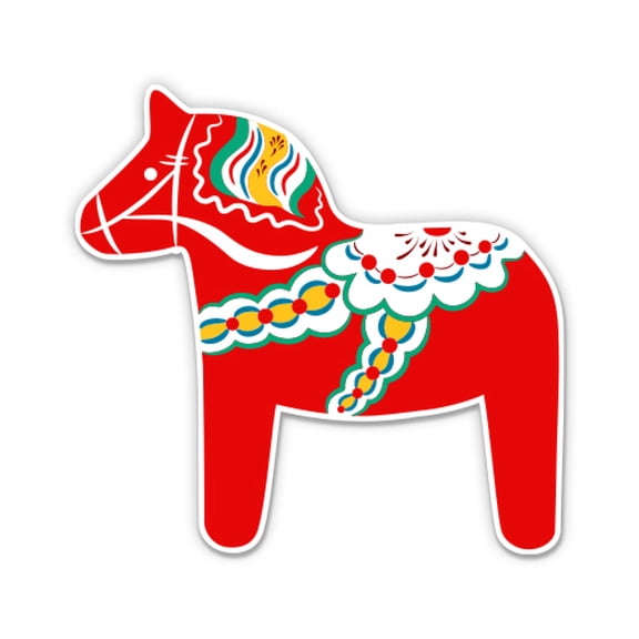 Swedish Dala Horse - 5" Vinyl Sticker - For Car Laptop I-Pad - Waterproof Decal