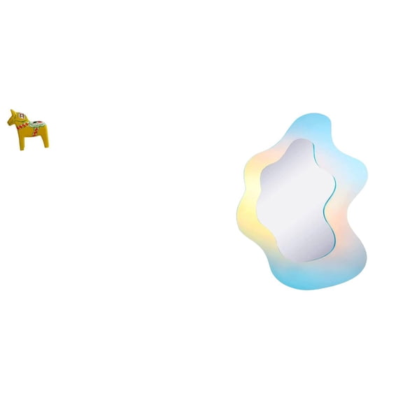 Swedish Dala Horse Figurine Acrylic Mirror Sculpture Unique Wavy Design for Bookshelf Bathroom Wall Decor