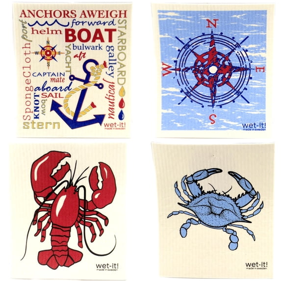 Swedish Dish Cloth Nautical Set Absorbent Cleaning Cloth Crab Lobster W409w413w2109w1039