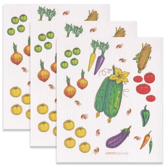 Swedish Dish Cloth Set Of 3 Each Swedish Dishcloths Veggies D Design