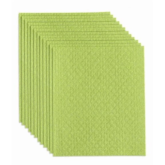 Swedish Dishcloth for Kitchen (Bulk Pack of 12) Reusable Cellulose Sponge Cloths for Cleaning Eco Friendly,No Odor,Washable,Absorbent Cleaning Cloth Hand Towel (Green)