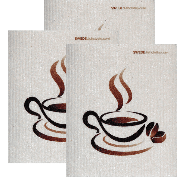 Swedish Dishcloth Steaming Coffee Set Of 3 Cloths | ECO Friendly Sponge Cloth | Paper Towel Replacement