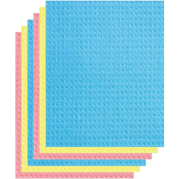 Swedish Dishcloths - 10 Pack of Cellulose Cleaning Cloths - Eco-Friendly No Odor Reusable Cellulose Sponge Cloths - Machine Washable Absorbent Cleaning Dish Cloths for Kitchen