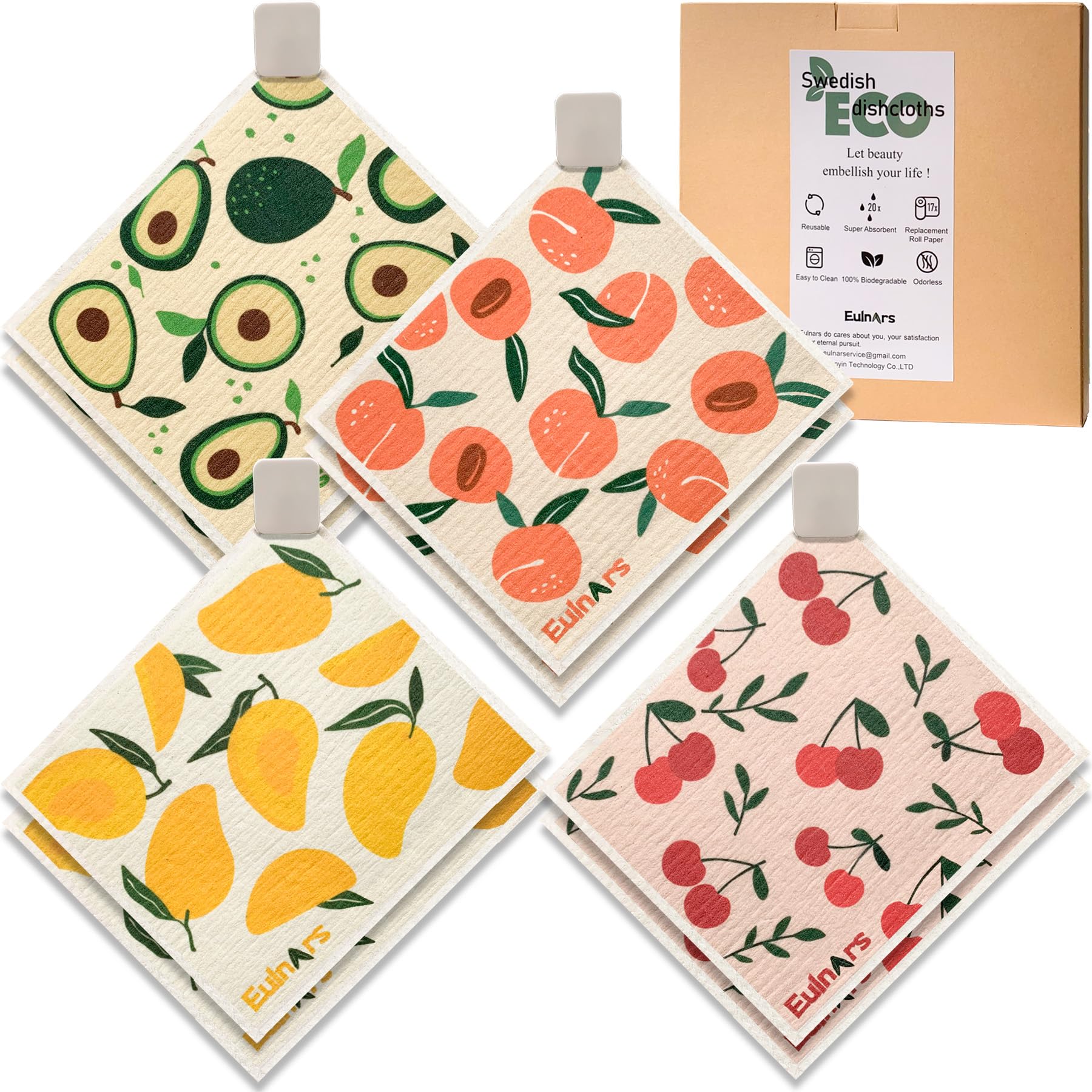 AMOUR INFINI Swedish Dishcloth 8 Pack - Absorbent Reusable Sponge Cloths For Kitchen & Bathroom