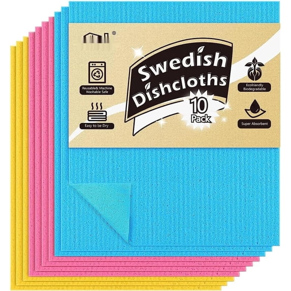 Swedish Dishcloths Kitchen 10 Pack, Sponge Dish Cloth Counters ...