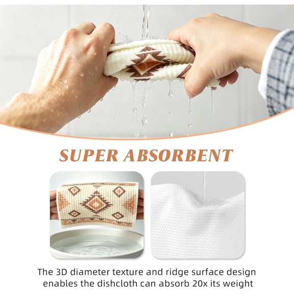 Swedish Dishcloths for Kitchen, 12 Pack Reusable Paper Towels, Super Absorbent, No Odor, Fast-Drying, Non-Scratch Cellulose Sponge Cloths for Counters Dishes Home Bar Table Wiping