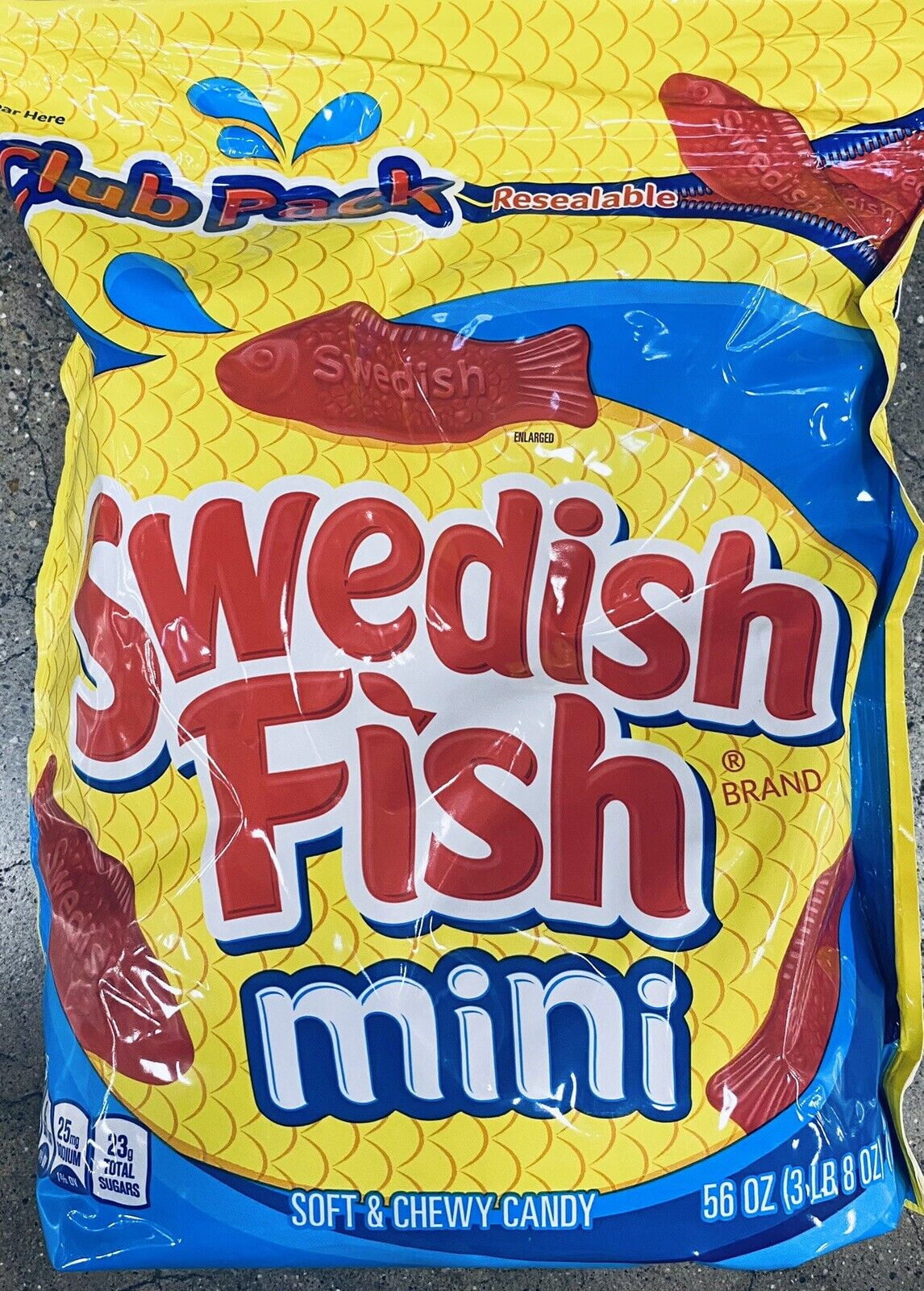 Swedish Fish 56oz Mini Candy Soft Chewy Bulk Gummi Candies 3.5 LB