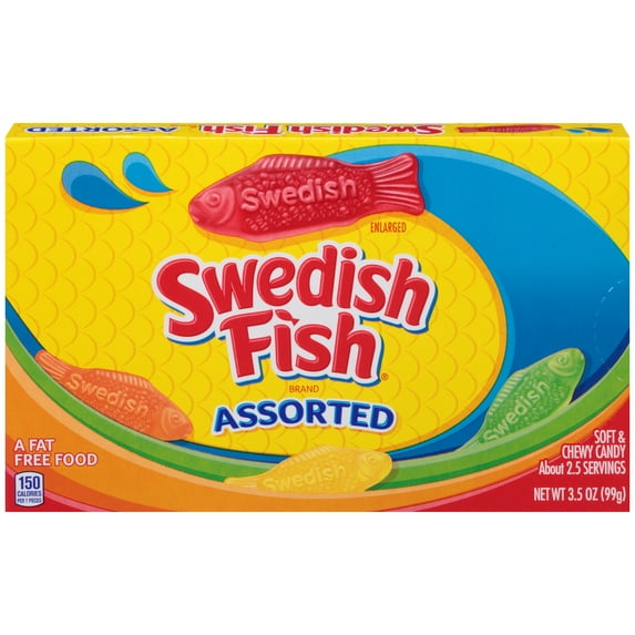Swedish Fish Fat-Free Assorted Flavors Soft & Chewy Candies, 3.5 oz