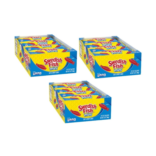 Swedish Fish Mini Soft and Chewy Candy, 2 oz, 24 ct 3PK