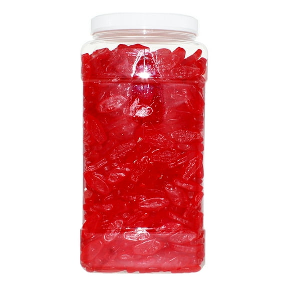 Swedish Fish Red Mini 7LB - Original Red Chewy Swedish Fish in 128 FL OZ Gift Ready Reusable Square Jar