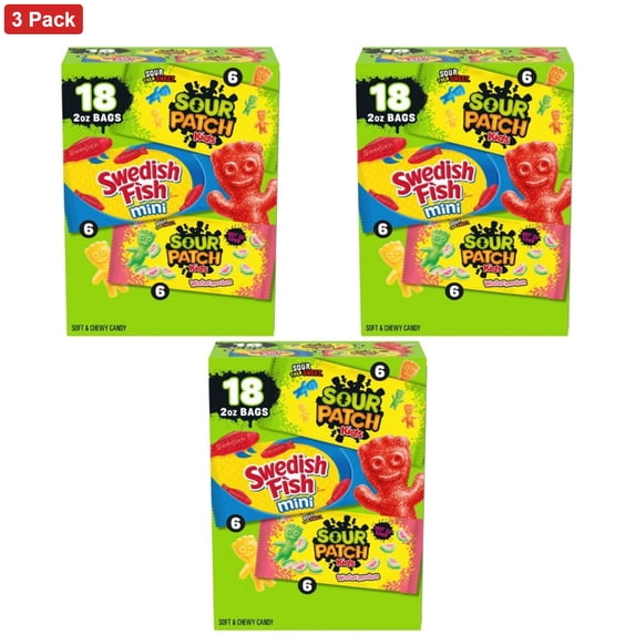 Swedish Fish, SOUR PATCH KIDS Candies Multipack - 36oz/18ct