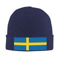 thumbnail image 1 of Swedish Flag Beanie Hat Knit Hat Skull Cap for Men Women Winter Hat Navy Blue, 1 of 6
