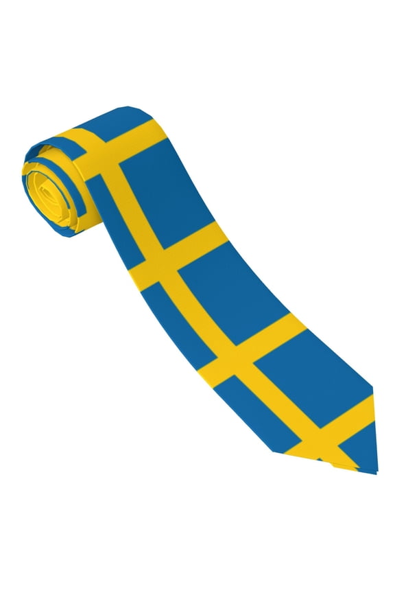 Swedish Flag Tie For Men Funny Neckties Fashion Gentleman Soft Comfortable Ties