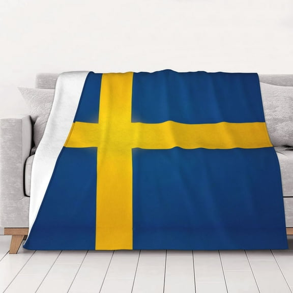 Swedish Flag Warm Cozy Plush Throw Blanket for Couch Bed Sofa 40"x30"