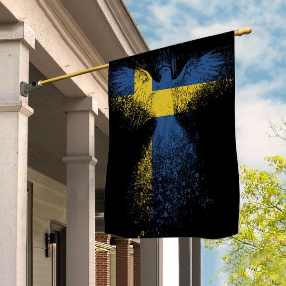 Swedish Flag With Eagle Painting - Proud Sweden House Flag (29.5x39.5) Double-Sided Decorative Polyester Indoor/Outdoor Flag