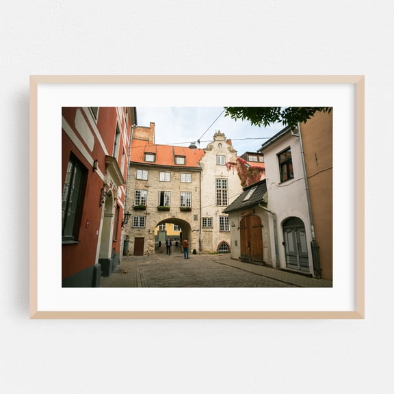 The Swedish Gate, Riga 02 - Riga Latvia Photography Architecture Cityscape Street Photography Travel Poster Vintage Autumn Rustic Oak Framed Wall Art Print 5 x 7 inches