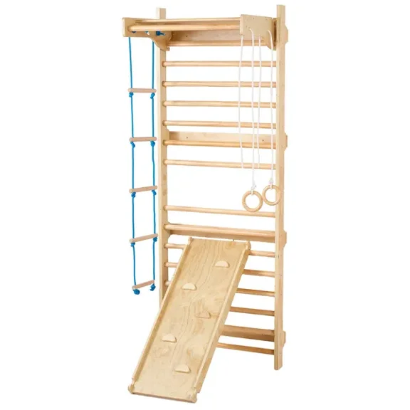 Swedish Ladder Wall Gym 5 in 1 Wooden Indoor Playground Climbing Toys