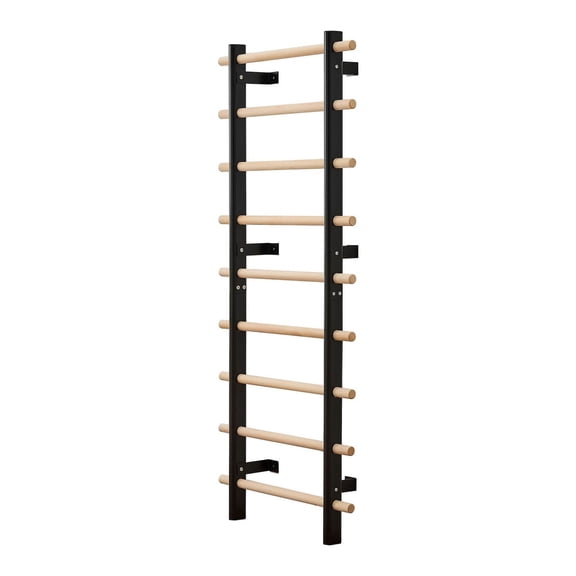 Swedish Ladder Wall Gym, 9-Level Gymnastics Stall Bars, 330LBS Capacity, Solid Wood & Carbon Steel, Home Fitness Workout Equipment, Compatible with Power Rack Accessories