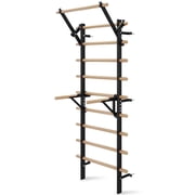 FiitDavz Swedish Ladder Wall Gym with Pull-Up Bar and Dip Bar, Wooden, Adjustable, 300 lb Capacity