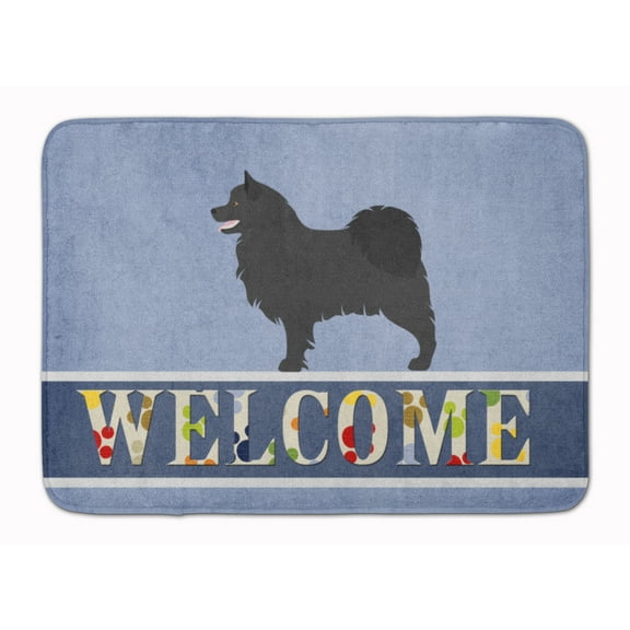 Swedish Lapphund Welcome Machine Washable Memory Foam Mat Blue