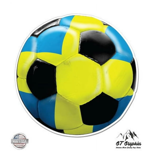 Swedish National Team Sweden Soccer Fan - 3" Vinyl Sticker - For Car Laptop I-Pad Phone Helmet Hard Hat - Waterproof Decal