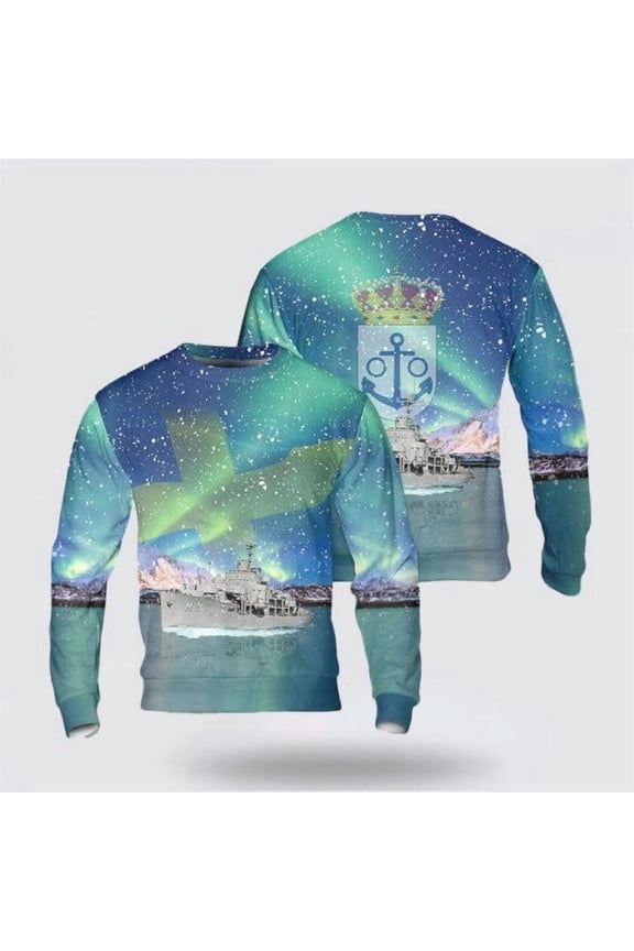 Swedish Navy HMS Alvsnabben (M01) Christmas Sweater 3D – Christmas Gift For Military Personnel