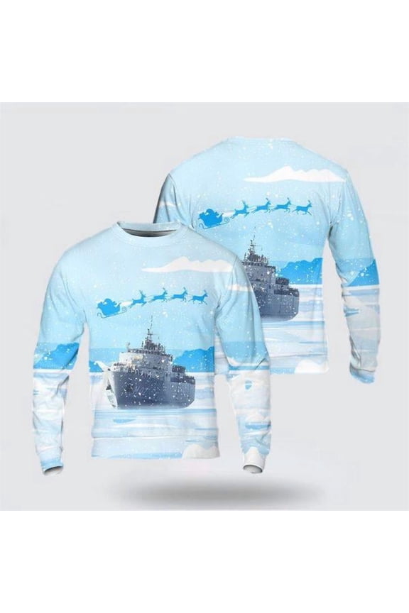Swedish Navy HSwMS Alvsborg (M02) Christmas Sweater 3D – Unique Christmas Sweater Gift For Military Personnel
