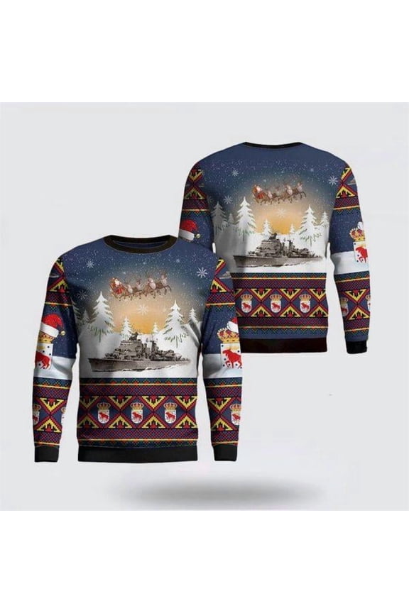 Swedish Navy HSwMS Gastrikland (J22) Ostergotland Class Destroyer Christmas Sweater – Christmas Sweater Gift For Military Personnel