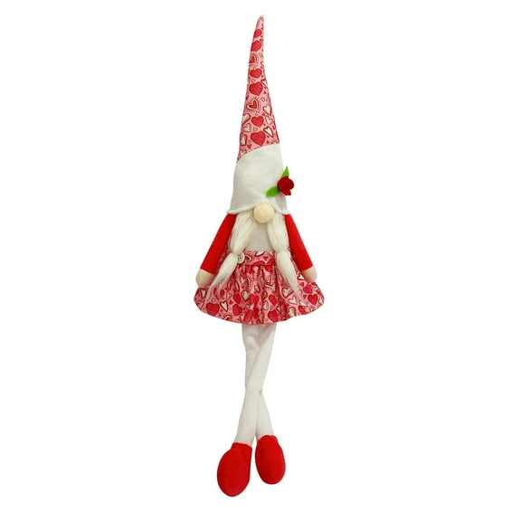 Swedish Tomte Witch Tabletop Ornament for Valentine's Day Festive Home and Desktop Display with Hanging Loop