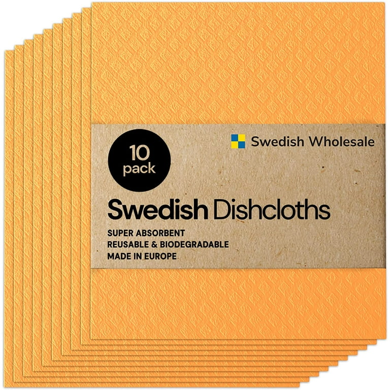 Swedish Wholesale Swedish Dish Cloths - 10 Pack Reusable, Orange