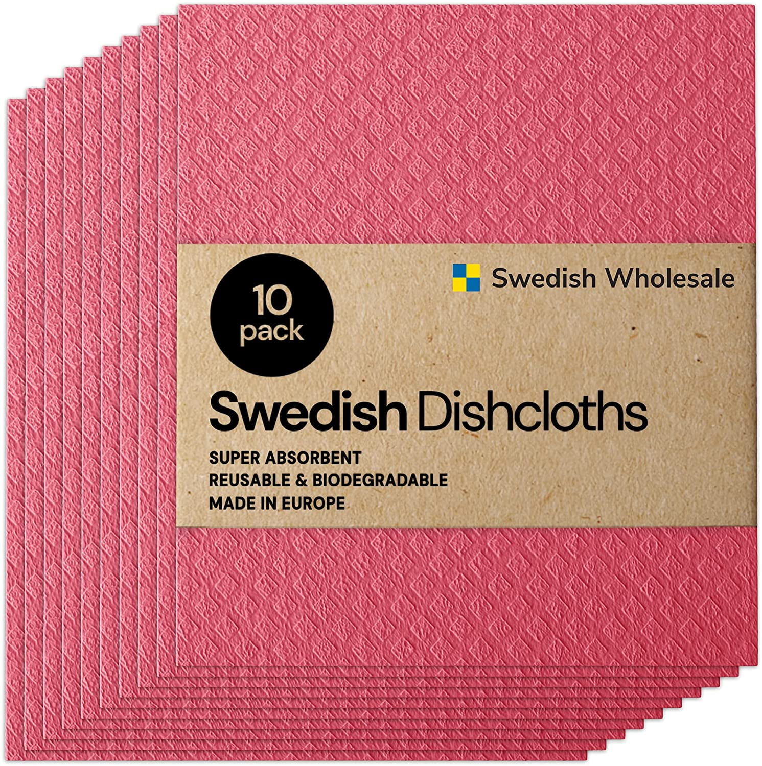 Kaf Home Swedish Dish Cloths - Set Of 4, Reusable, Absorbent
