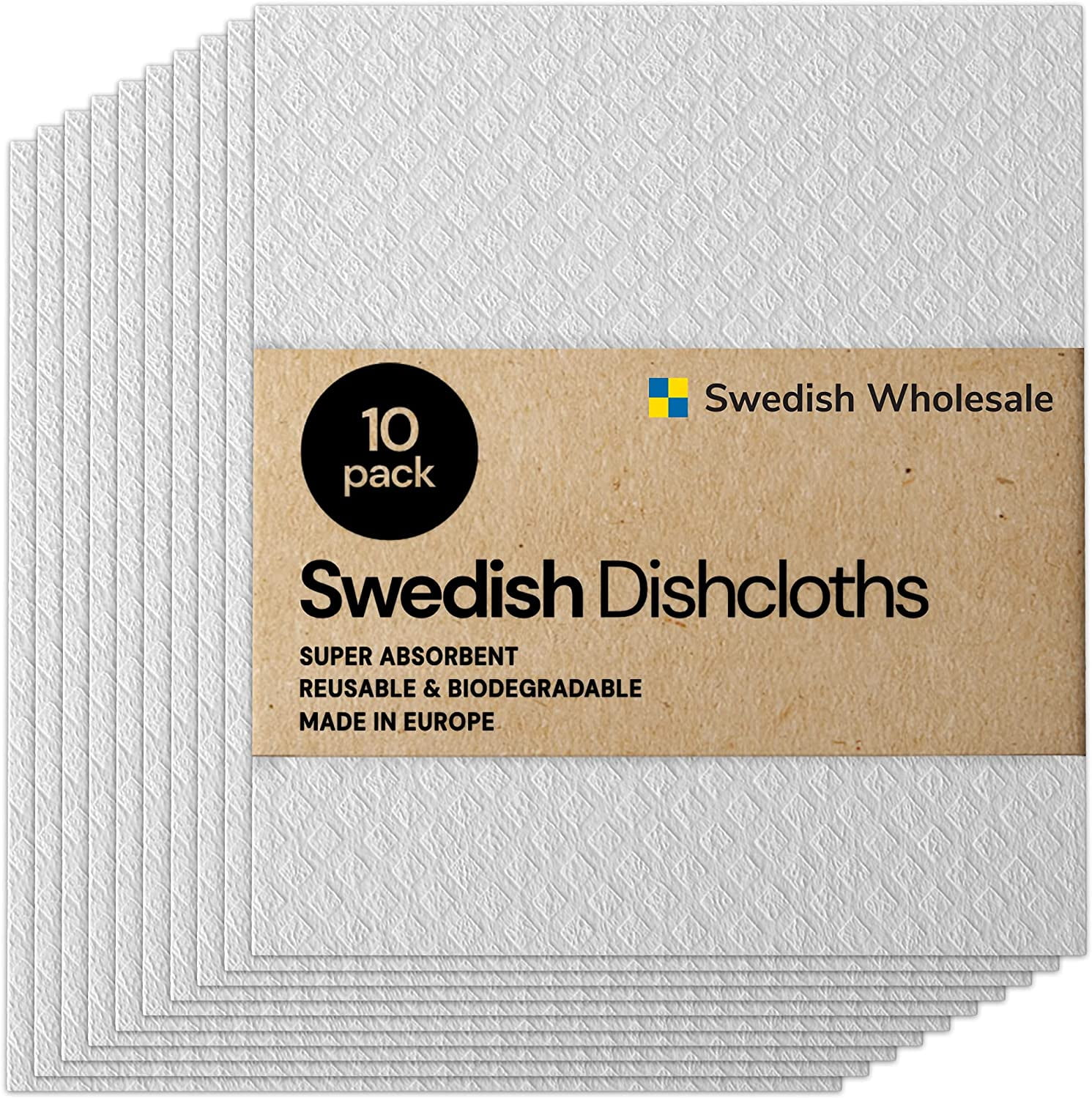 Swedish Wholesale Swedish Dish Cloths - 10 Pack Reusable