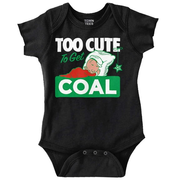 Swee'Pea Too Cute Get Coal Christmas Romper Boys or Girls Infant Baby Brisco Brands 12M