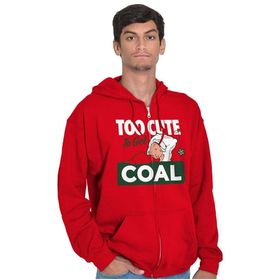 Swee'Pea Too Cute Get Coal Christmas Zip Up Hoodie Men's Women's Brisco Brands M