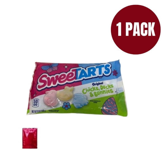 SweeTARTS Original Chicks, Ducks & Bunnies Easter Candy, 12 oz Bag - Tangy & Sweet Seasonal Treats with Bonus LaPrima Morceau Bonbon