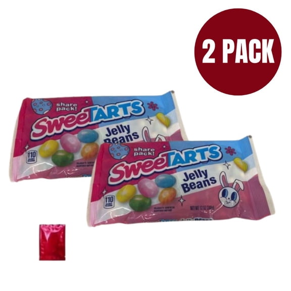 SweeTARTS Original Jelly Beans, 12 oz Share Pack (Pack of 2) Tangy & Sweet Assorted Fruit Flavors with Bonus LaPrima Morceau Bonbon