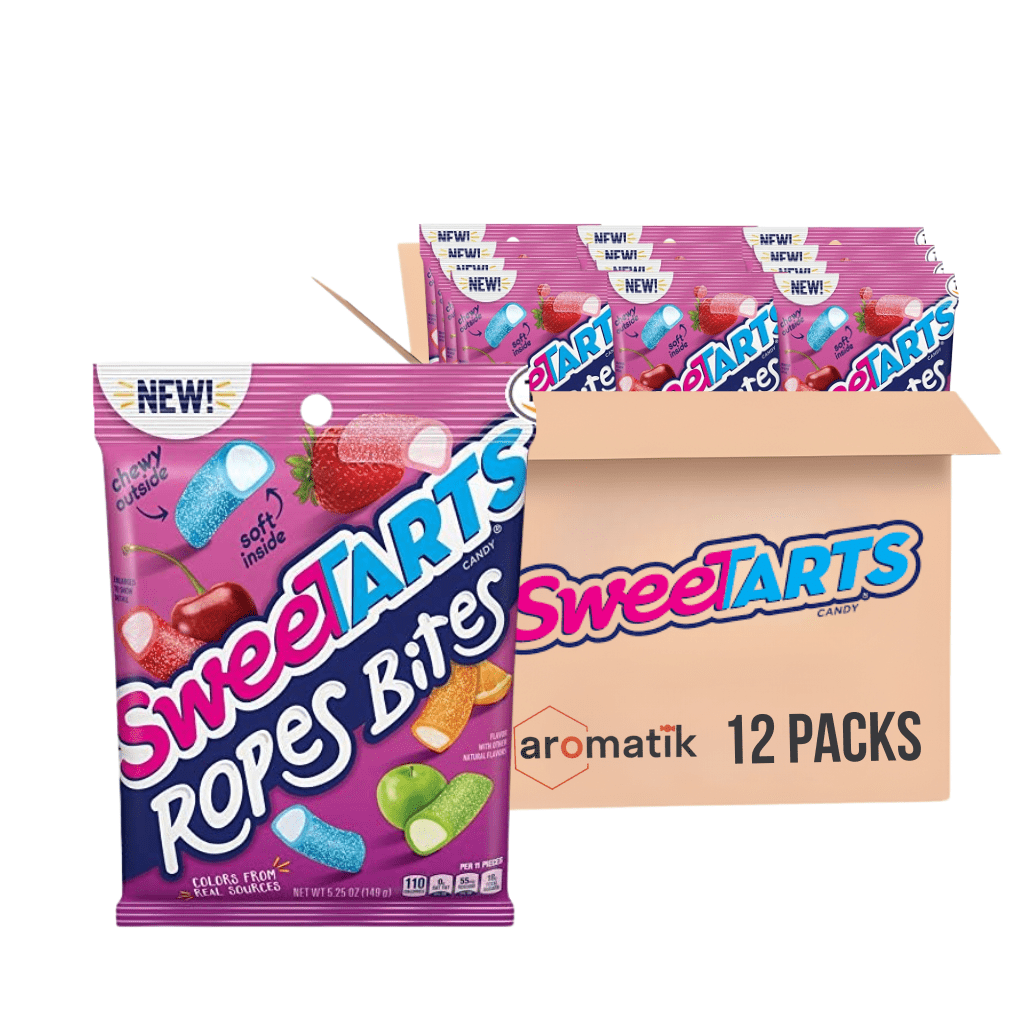 SweeTARTS Ropes Bites, 5.25 Ounce, Pack of 12 | Soft & Chewy Candy Mixed Fruit | Sweet & Tart Flavor Fusion | No Artificial Flavors or Colors | Ships in an Aromatik™ Damage Proof Box