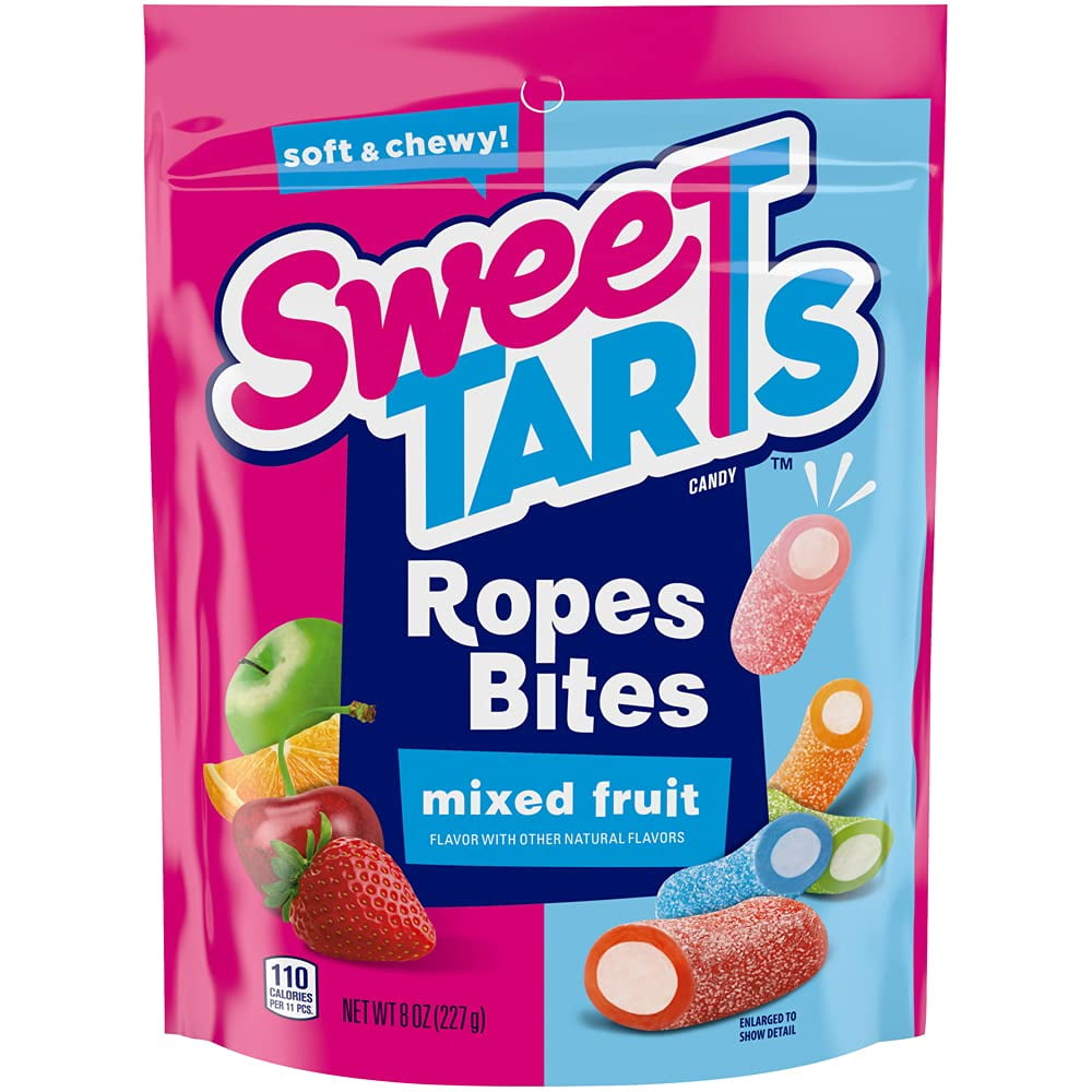 SweeTARTS Soft & Chewy Ropes Bites Candy, Mixed Fruit-Flavored, 8 oz ...