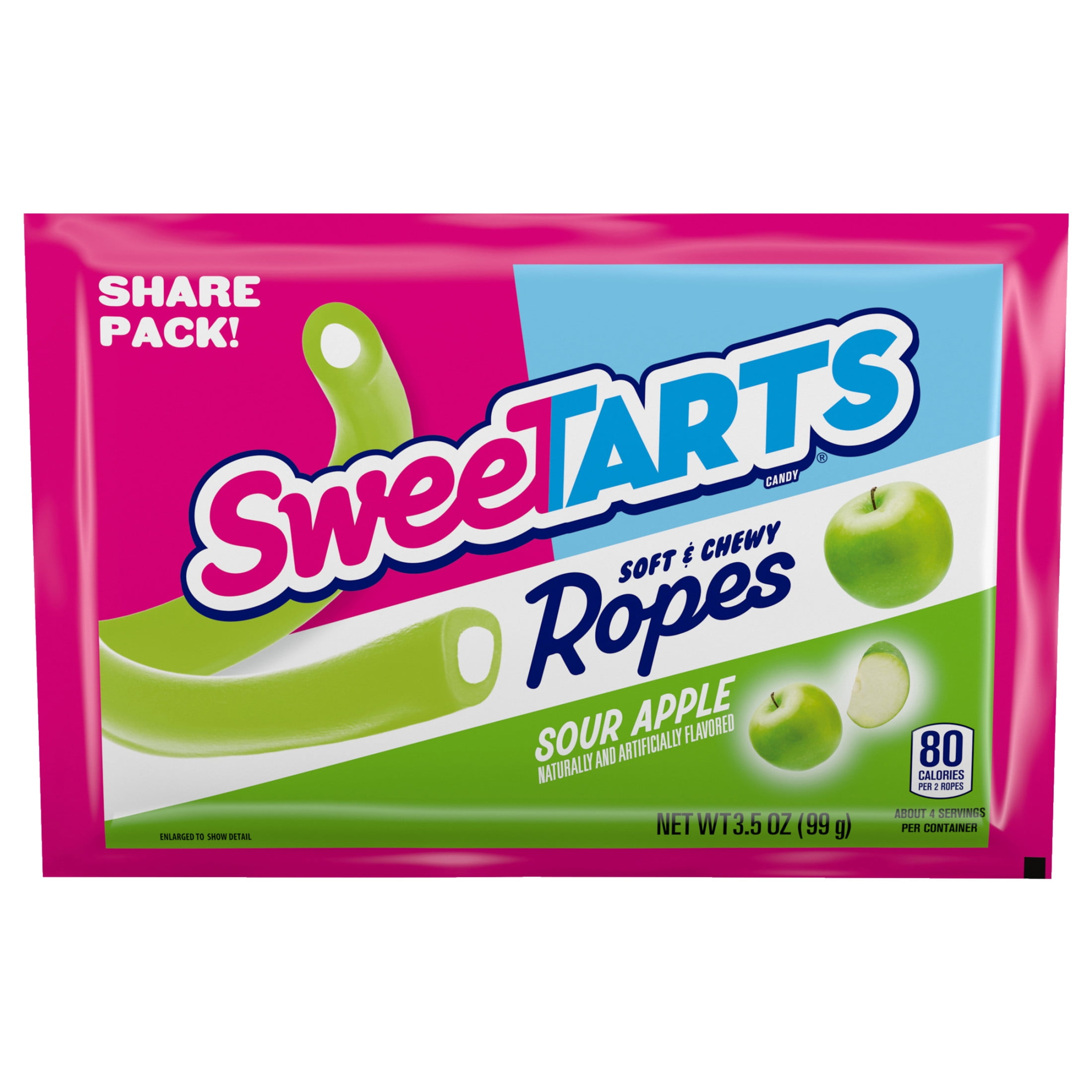 SweeTARTS Ropes, Candy, Sour Apple, Soft and Chewy, 3.5 oz