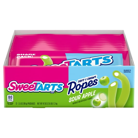 SweeTARTS Ropes, Candy, Sour KEF28 Apple, Soft and Chewy, 3.5 oz (Pack ...
