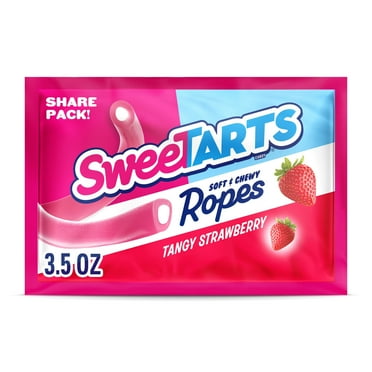 SweeTARTS Ropes, Candy, Tangy Strawberry, Soft and Chewy, 3.5 oz