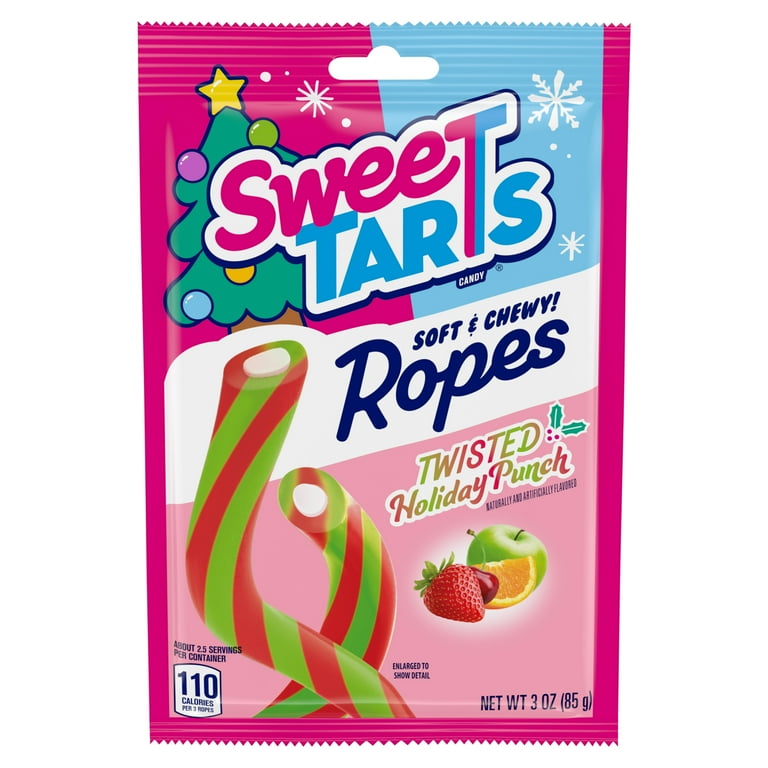 SweeTARTS Sour Sweet Xmas Filled Ropes Candy, Twisted Holiday 