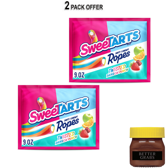SweeTARTS Ropes, Candy, Twisted Rainbow Punch, Soft and Chewy, 9 oz
