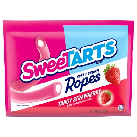 SweeTARTS Soft & Chewy Ropes Candy, Tangy Strawberry Flavor, 9 Ounce Bag