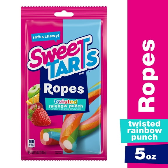 SweeTARTS Soft & Chewy Ropes, Twisted Rainbow Punch Candy, 5 oz