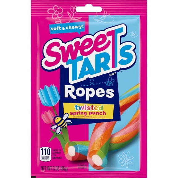 SweeTARTS Spring Punch Twisted Ropes Candy, 3 oz, Pouch