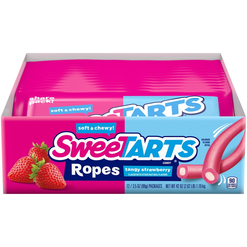 SweeTARTS Tangy Strawberry Ropes Candy, 3.5 oz (12 Count)