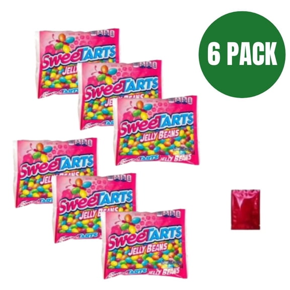 SweeTarts Easter Jelly Beans Candy, 4 oz Bag (Pack of 6) Plus Bonus LaPrima Morceau Bonbon Bulk Family Value Pack Chewy Tangy