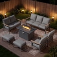 thumbnail image 1 of Sweecci 7 Piece Aluminum Outdoor Patio Furniture Set, 55000 BTU Propane Fire Pit Table, Sectional Sofa, 5.1“ Thick Cushions, Ottomans for Backyard, Deck, Garden,Gray, 1 of 11